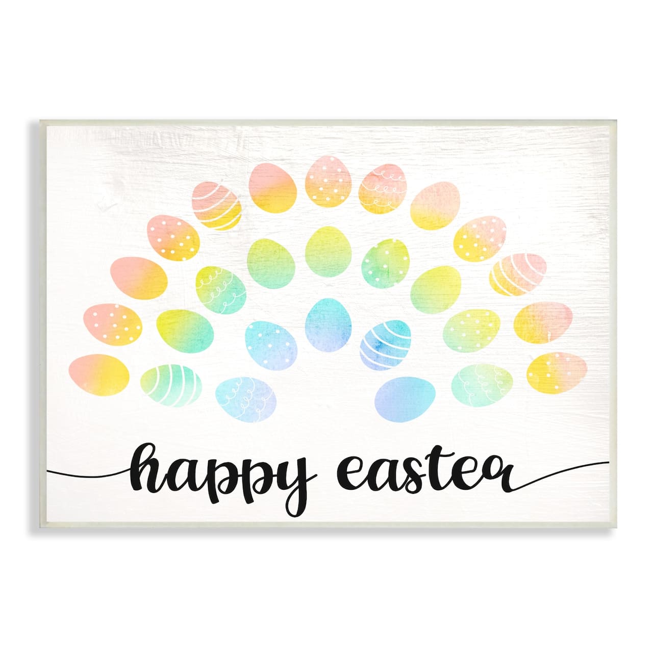 Stupell Industries Happy Easter Phrase Patterned Egg Rainbow Wall Plaque Art